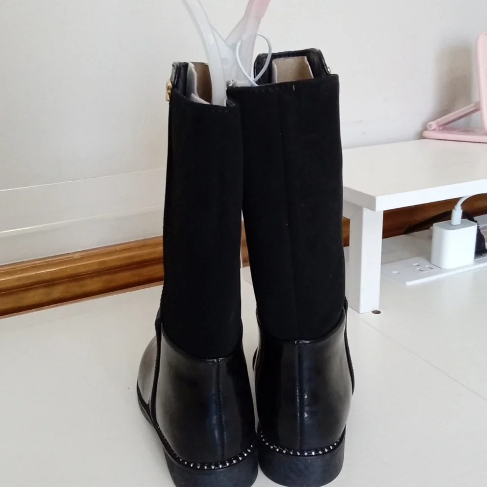 NWT The Children’s Place Toddler Girls Black Rain Boots Gold Bow Size 7